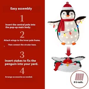 2025 yeni yıl kapalı açık LED ışık dize dekorasyon noel demir penguen avlu aydınlık heykelcik oyuncaklar sınır ötesi - Product Image 3