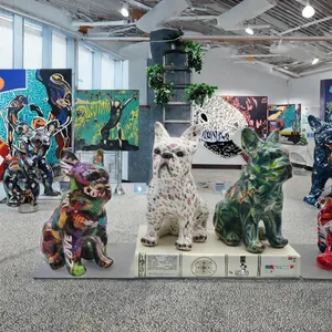 Statue de chien bouledogue français en résine, ornement créatif pour bibliothèque de salon, décoration intérieure - Product Image 3