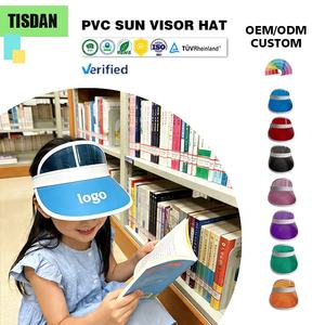 Lovely Pom-pom <strong>Sun</strong> <strong>Hat</strong> Custom Silk Printing logo Anti-UV Eco-friendly Headwear PVC Visor Small MOQ for Girls Hot in Australia <strong>UK</strong> - Product Image 1