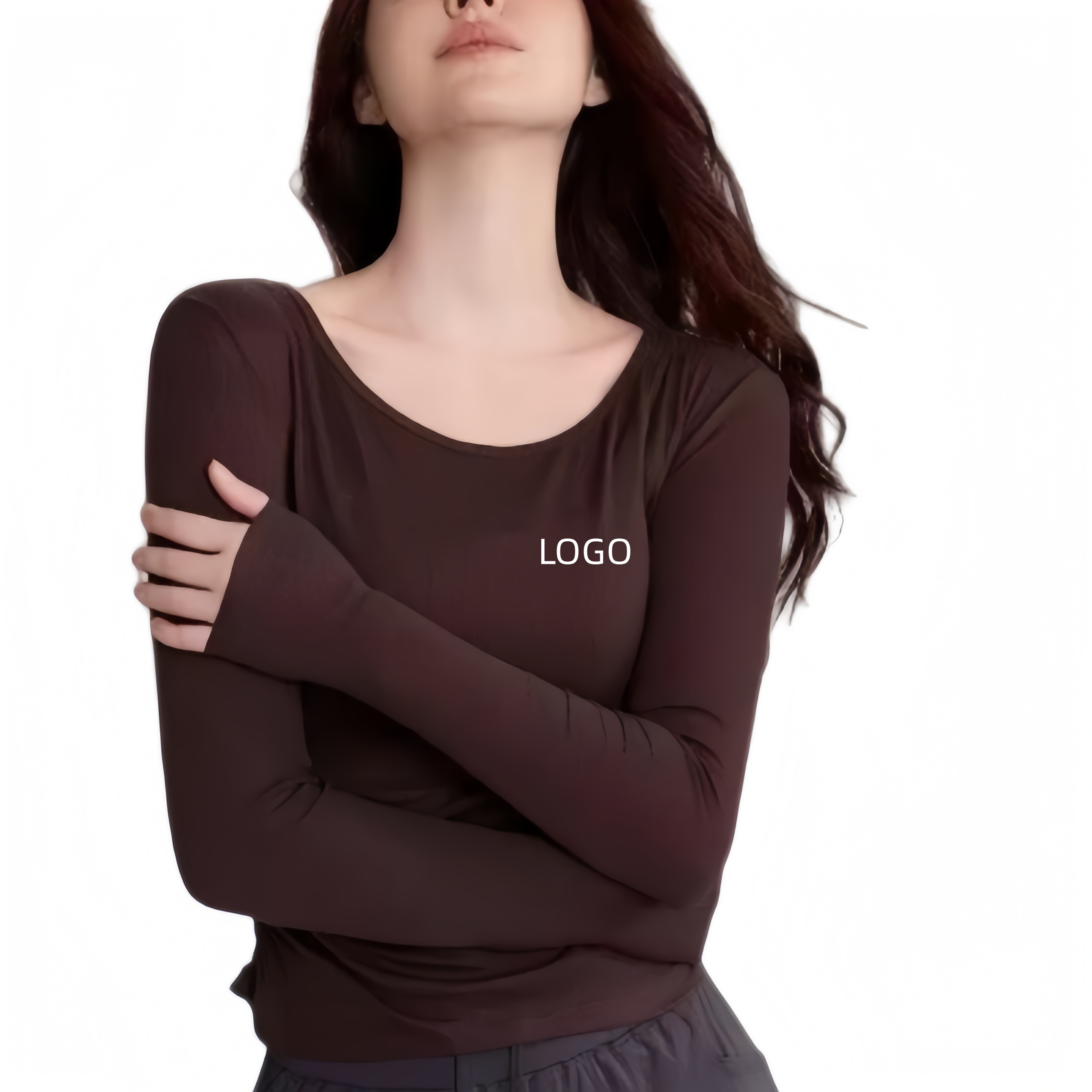 Designer Customized AIL Spring Autumn Women's Crew Neck Yoga Top Pleated Slim Fit Long Sleeve Pilates Running Suit Quick Dry