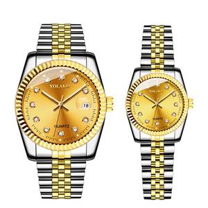 <span class=keywords><strong>Montre</strong></span> simple <span class=keywords><strong>et</strong></span> décontractée à bracelet en acier avec calendrier, <span class=keywords><strong>montre</strong></span> à quartz dorée tendance, ensemble de montres pour homme <span class=keywords><strong>et</strong></span> <span class=keywords><strong>femme</strong></span> pour couple - Product Image 3