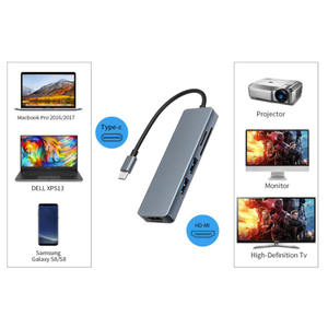 Alta calidad 5 1 Tipo-C Hub 4K HDTV Multiport <span class=keywords><strong>Dock</strong></span> <span class=keywords><strong>Station</strong></span> USB3.0 SD TF USB-C PD Adaptador de carga para <span class=keywords><strong>Macbook</strong></span> <span class=keywords><strong>Pro</strong></span> Productos Stock - Product Image 3