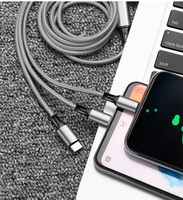 Câble de charge rapide USB C 3A 3 en 1 multi-ports Type C Micro USB tressé, câble de données 3 en 1 pour iPhone Android