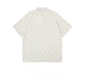 Polo Oversize 100% Cotone con Stampa Stelle e Pois, Manica Corta, Effetto Stratificato, Unisex, Top Estivo per Coppie - Product Image 2