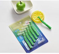 Brosse interdentaire en forme de L pour le nettoyage des micro-dents, noyau en acier durable, plusieurs tailles, emballage personnalisé avec logo imprimé pour les soins bucco-dentaires et les appareils dentaires