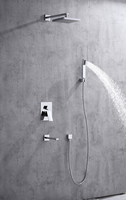 Ensemble de robinet de douche à effet pluie à montage mural carré système de cascade de salle de bain noir mitigeurs de douche de salle de bain ensemble de douche dissimulé en laiton