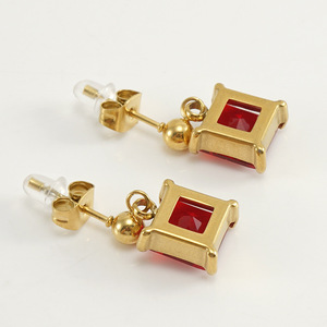 Zogxin Fashion Stud Earrings Geometric Square Zircon Bezel Setting Stainless Steel Party Jewelry - Product Image 4