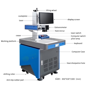 Plastik oyma kristal cam kupa gravür Metal kodlama üzerinde UV lazer markalama için masaüstü 30W Fiber lazer oyma makinesi - Product Image 6
