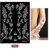Autocollant de tatouage au henné imperméable transfrontalier arabe, temporaire, peint à la main, pour les mains, les pieds, l'art corporel, style indien