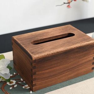 Boîte à mouchoirs en bois de noyer noir, 20x15x10cm, pour la maison, le salon, boîte de rangement de bureau avec mouchoirs extractibles - Product Image 1
