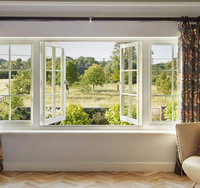 Fenêtre à battant extérieure en alliage d'aluminium sur mesure, style postmoderne, avec double vitrage Low-E trempé, coupe-vent, pour cuisine et villa