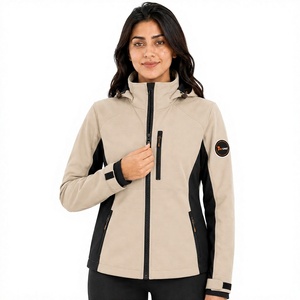 Chaqueta de esquí con capucha para mujer Tiierwear, forro polar, manga larga, cortavientos, color sólido, estilo utilitario, cierre de cremallera, para otoño - Product Image 1