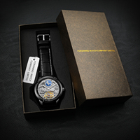Montre automatique pour homme en cuir véritable, résistante à l'eau, avec phases lunaires, de luxe et sportive