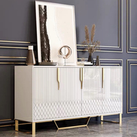 Table console moderne en acier inoxydable avec plateau en verre trempé et meuble de rangement en bois de luxe à 4 tiroirs pour salon et chambre