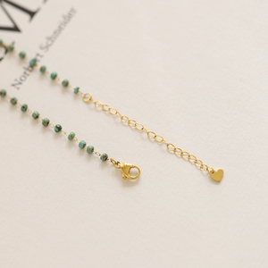 Collier pendentif goutte d'eau fait main en acier inoxydable plaqué or 18 carats avec perles d'aigue-marine style bohème pour femme, idéal pour les soirées - Product Image 2