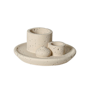 Nouveau Porte-Bougie Cylindrique en Pierre de Ciment, Trois Usages : Contenant en Bois Sacré Péruvien, Base de Décoration Intérieure, Plateau à Parfum - Product Image 5