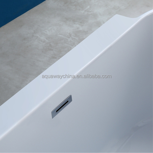 Baignoire autoportante d'angle moderne, ovale, en acrylique blanc brillant, pour salle de bain - Product Image 3