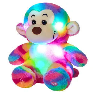 Rainbow Monkey Cute Kawaii LED Licht Plüschtiere 27cm Musikspiel zeug Weiche hochwertige 3D PP Baumwolle Kuscheltiere Spielzeug für Mädchen