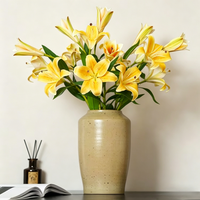 Bouquet de lys en soie réaliste à 3 têtes personnalisé, centre de table de mariage de luxe, fleurs artificielles longue durée, Fête des Mères et Noël