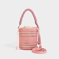 Sac seau en polyester tissé fait main, doublure tendance, sac à cordon polyvalent, nouvelle collection 2026, style décontracté et original