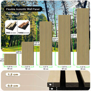Panneau acoustique Akupanel à lattes courbées, panneaux muraux en placage de bois, panneaux muraux demi-ronds en bois, panneau tambour en bois - Product Image 2