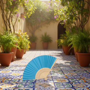 Ilan Paper <b>Fan</b> 21 Cm Blue <b>Folding</b> <b>Hand</b> <b>Fan</b> - Product Image 2