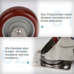 Lit <span class=keywords><strong>Fauteuil</strong></span> 5 Pivotant 125Mm Pu À Usage Moyen <span class=keywords><strong>Roulette</strong></span> Avec Frein - Product Image 4