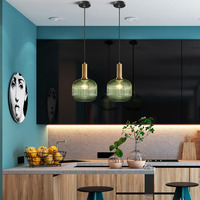 Suspension en verre côtelé de style nordique, luminaire suspendu moderne et minimaliste à tête unique pour salle à manger, comptoir de bar et décoration de café