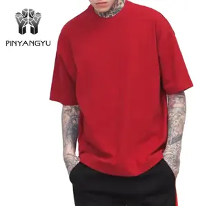 Wholesale Custom Round Neck Streetwear Red Oversized Heavyweight Cotton Vintage T Shirt for Men