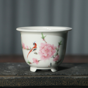 Maceta de cerámica para bonsái, pequeña, estilo chino tradicional, con diseño de flor de cerezo, para plantas de interior. - Product Image 1