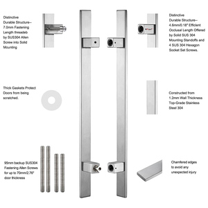 High Grade 304 Stainless Steel <strong>Door</strong> <strong>Handle</strong> For Wooden <strong>Doors</strong> Modern Gold Black Glass Pull <strong>Handle</strong> For Home Villa - Product Image 2