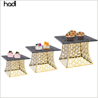 Modern Square Edelstahl Kuchen Cupcake Display Stand Set 3 für Hochzeits bankette Buffets Partys Hotels Restaurants Catering