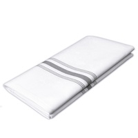 Serviettes de table bistro rayées blanc-gris commerciales 18x22 en polyester filé 12s MJS, serviettes en tissu lourdes pour restaurants et hôtels