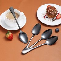 Cuillère à dîner noire en acier inoxydable poli miroir de haute qualité pour la vente en gros