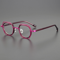 Lunettes de lecture unisexes rétro faites à la main, de bonne qualité, monture octogonale en acétate imprimé, durables, pour adultes, monture intégrale, orange