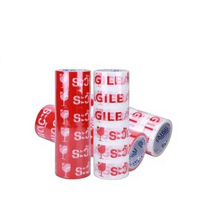 Cinta Adhesiva de Goma de Alta Calidad de un Solo Lado, Material PE, Impresa en Rojo y Blanco, Impermeable, para Sellado de Bolsas Industriales - Product Image 1