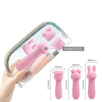 USB Aufladbare Sex Vibrador Rosa Silikon Mini Massage Vibrator Mit 3 Köpfe Können Geändert Werden