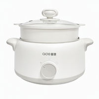 Casserole électrique antiadhésive de qualité supérieure avec commande par bouton, 3L, avec couvercle en verre et cuiseur vapeur pour la maison