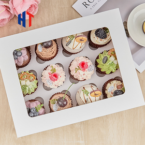 Tùy Chỉnh In Ấn Gấp Phân Hủy Sinh Học Giấy <span class=keywords><strong>Cupcake</strong></span> Hộp Cho Thực Phẩm Bánh Bánh Với Cửa Sổ Rõ Ràng - Product Image 2