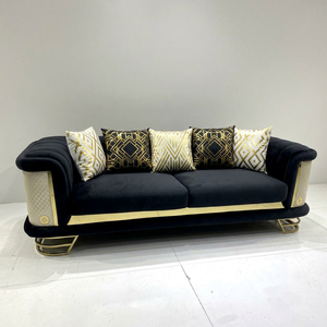 Modern Stainless Steel Fabric Tufted Upholstery Loveseat <b>Sofa</b> for Living Room Apartment Hotel Use with Customized Color - Product Image 1