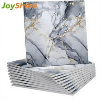 Panneaux muraux autocollants en PVC mousse JoyShine style marbre 30x30 cm, imperméables, pour cuisine, salon, salle de bain - Bleu doré 2 mm