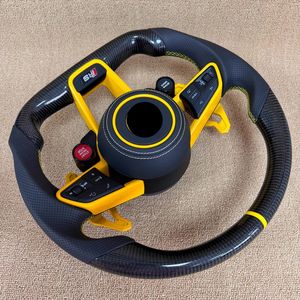 Volante de coche de fibra de carbono de alto rendimiento para VW Passat B7 con puntada amarilla y paletas <span class=keywords><strong>Lambo</strong></span> volante personalizado - Product Image 5