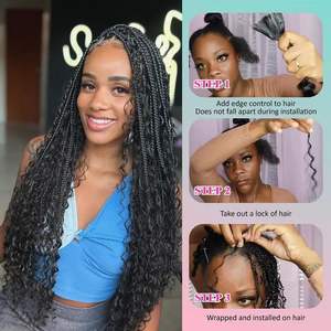 JoannaHair-Cheveux bouclés en fibres synthétiques, crochet à haute température, machine à double trame, pour fête, 30 pouces, Offres Spéciales - Product Image 6