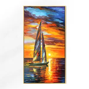 Building Scenery Oil Painting for Decoration Hand-painted Abstract Knife Landscape Oil Paintings on Canvas