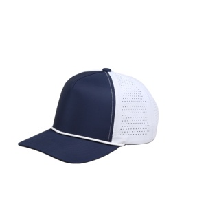 Casquette de baseball pour homme, style trucker, 5 panneaux, en polyester, respirante, imperméable, personnalisable, vierge, avec perforations découpées au laser, pour golfeurs - Product Image 1