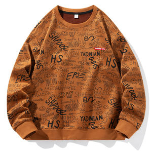 เสื้อสเวตเตอร์คอกลมสำหรับผู้ชายสไตล์อเมริกันย้อมสีมัดย้อมเสื้อสองชิ้นใส่สบายทันสมัย2025โลโก้แบบกำหนดเอง - Product Image 5