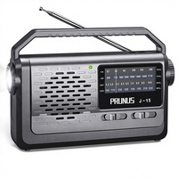 Radio Portátil AM/FM/SW PRUNUS J-15 con Alimentación por Batería y Corriente Eléctrica, Altavoz Grande de 3W, Tecnología de Transistor, Linterna, Uso de Emergencia