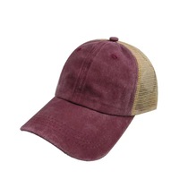Casquette de baseball personnalisée vintage formelle à blocs de couleur en maille, style trucker, à visière, couronne souple, respirante, imperméable, en coton lavé, pour le cyclisme