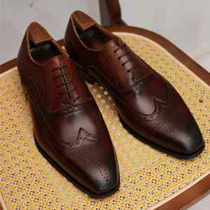 Zapatos Oxford Brogue de Tres Piezas para Hombre, Estilo Británico, con Cordones Cuadrados, Ligeros, Antideslizantes, Transpirables, Casuales, Formales y de Negocios - Product Image 2