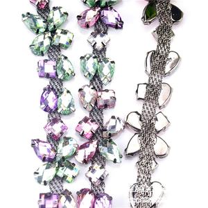 Cadena de encaje de Metal con diamantes de imitación de resina de colores, accesorios artesanales para vestido, fiesta, zapatos, bolsas, Collar de ropa - Product Image 1